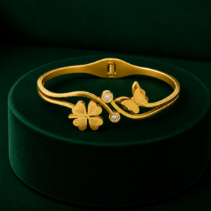 Gold-Plated Butterfly Design Kada Bracelet for Women & Girls