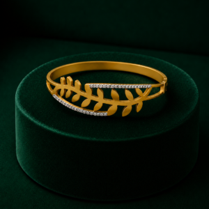 Gold-Plated Leaf Design Bracelet for Women & Girls