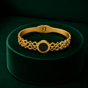 Gold-Plated Open Circle Cuff Bracelet for Women & Girls