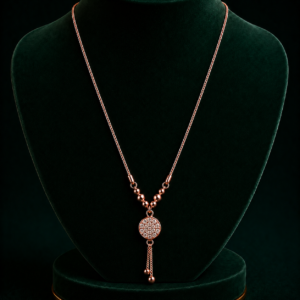 Rose Gold Round Crystal Pendant Necklace for Women and Girls