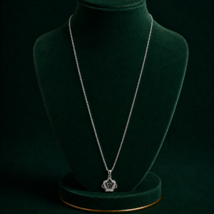Silver Crystal Pendant Necklace Daily Wear Chain For Women & Girls