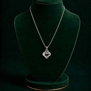 Silver Crystal Pendant Necklace  Daily Wear Chain For Women & Girls