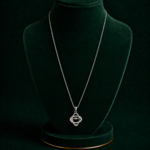 Silver Crystal Pendant Necklace Daily Wear Chain For Women & Girls