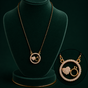 Heart & Ring Diamond Mangalsutra Pendant Necklace for Women.