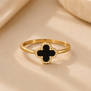Golden Clover Adjustable Ring for Women and Girls