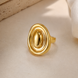 Golden Round Adjustable Ring for Women and Girls