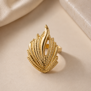 Golden Leaf Adjustable Ring for Women and Girls