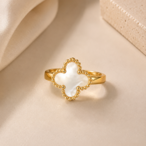 Golden Clover Adjustable Ring for Women and Girls