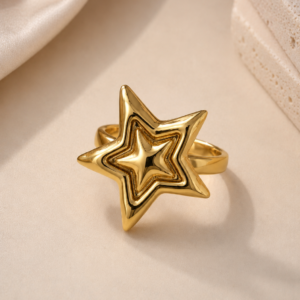Golden Star Adjustable Ring for Women and Girls