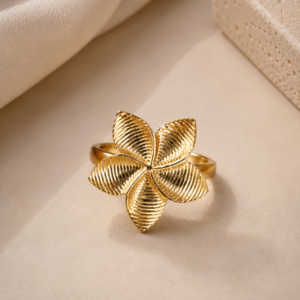 Golden Flower Adjustable Ring for Women and Girls