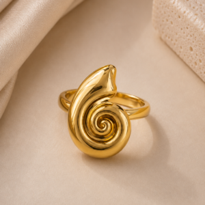 Golden Shell Adjustable Ring for Women and Girls