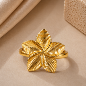 Golden Flower Adjustable Ring for Women and Girls