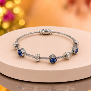 Silver Evil Eye Charm Bracelet for Women & Girls