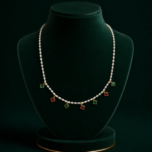 Multicolor Pearl Beaded Charm Necklace for Women & Girls