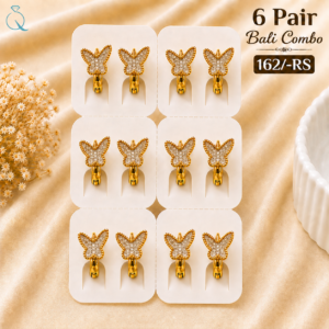 6 Pair Bali Combo Gold Plated Earrings For Women and Girls