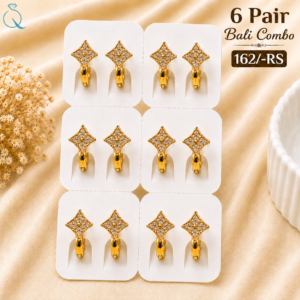 6 Pair Bali Combo Gold Plated Earrings For Women and Girls
