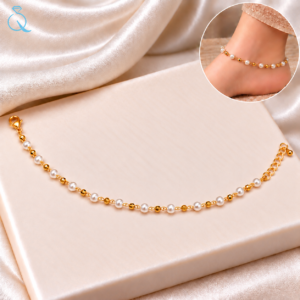 White Gold-Tone Anklet for Women & Girls