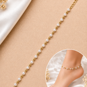 White Gold-Tone Anklet for Women & Girls