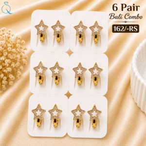 6 Pair Bali Combo Gold Plated Earrings For Women and Girls