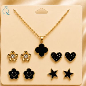 Combo Necklace With 4 Stud Earrings For Girls