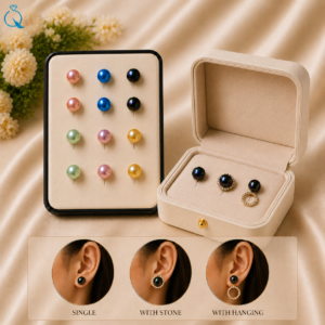 6 Diffrent color Pearl Stud For Women and Girls