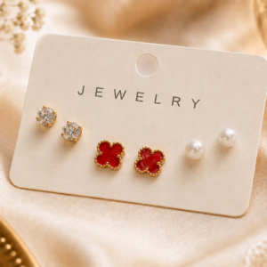3 Pair Stud Set For Women and Girls