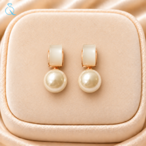 Korean White Drop Pearl Earrings For women and Girls