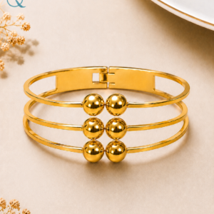 Gold-Tone Designer Open Cuff Bracelet for Women & Girls