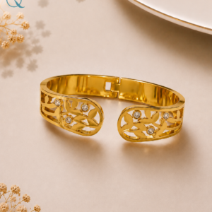 Gold-Tone Designer Open Cuff Bracelet for Women & Girls