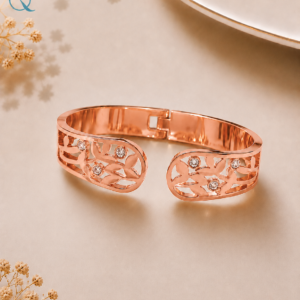 Rose Gold-Tone Designer Open Cuff Bracelet for Women & Girls