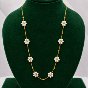 White Floral Beaded Necklace for Women & Girls