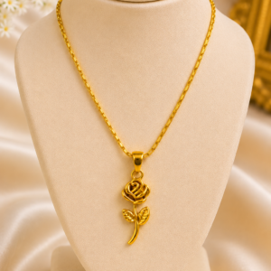 Golden Rose Pendant Necklace for Women & Girls