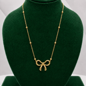 Anti-Tarnish Bow Pendant Necklace for Women & Girls