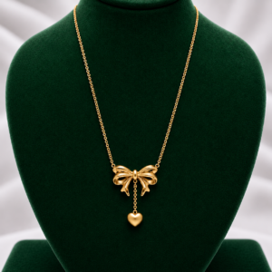 Anti-Tarnish Bow Pendant Necklace for Women & Girls