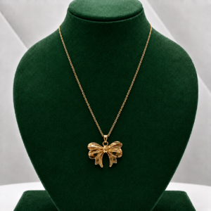 Anti-Tarnish Bow Pendant Necklace for Women & Girls
