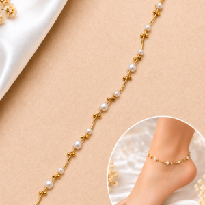 White Gold-Tone Anklet for Women & Girls