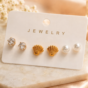 3 Pair Stud Set For Women and Girls