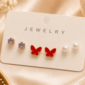 3 Pair Stud Set For Women and Girls