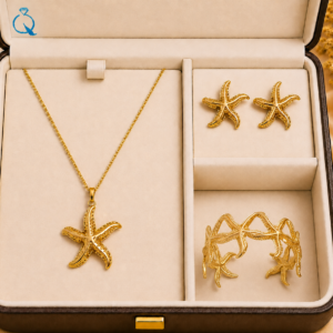 Gold-Plated Star Necklace & Bracelet Jewellery Set.