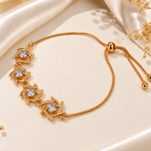 Gold Bracelet with CZ Stones for Women & Girls