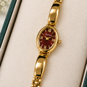 Gold-Tone Oval shape Analog Watch For Women & Girls