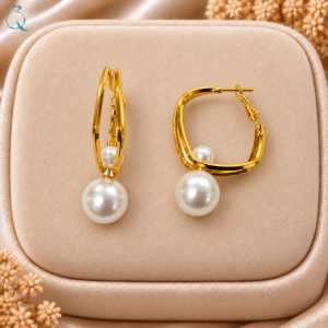 Pearl Hoop Earrings for Women & Girls