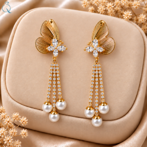 Butterfly Pearl Drop Earrings for Women & Girls