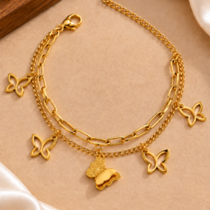 Gold-Tone Chain Bracelet For Women and Girls