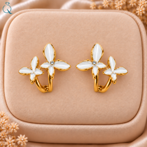 White Floral Stud Earrings for Women & Girls