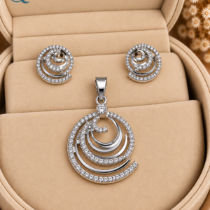 Designer Silver Buti-pendant Set for women and Girls.