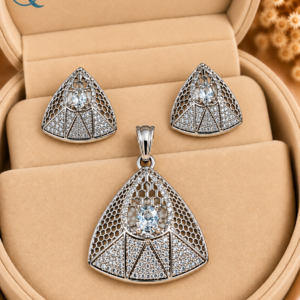 Designer Silver Buti-pendant Set for women and Girls.