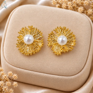Golden Stud Earrings for Women & Girls