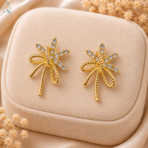 Golden Stud Earrings For Women and Girls