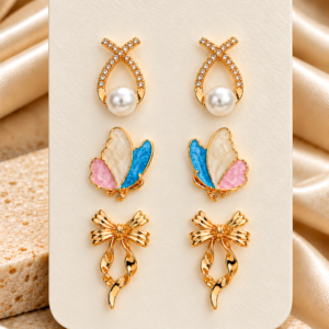 Combo Set of 3 Pairs Stud For Women & Girls